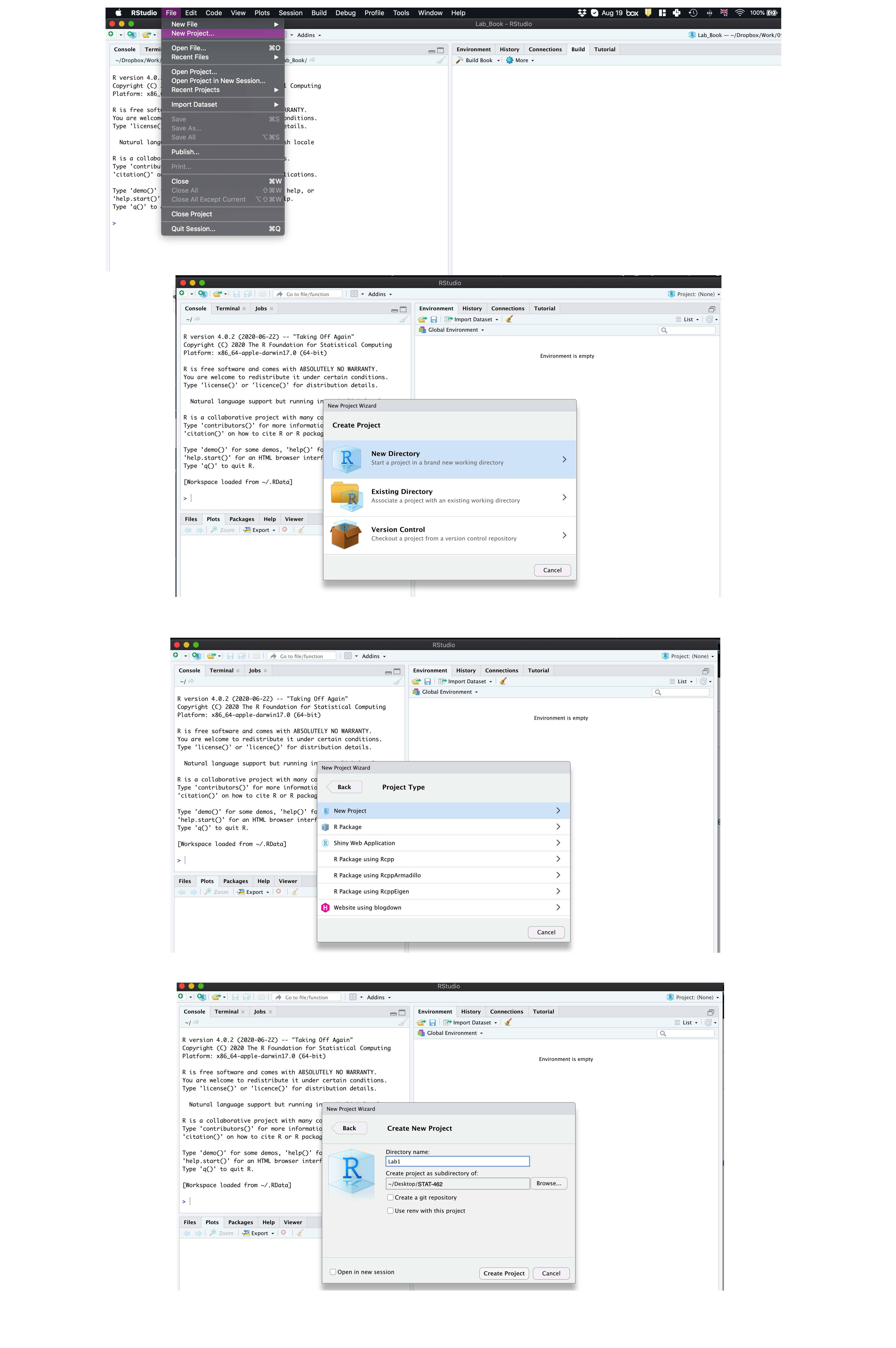 Instructions to create an R project