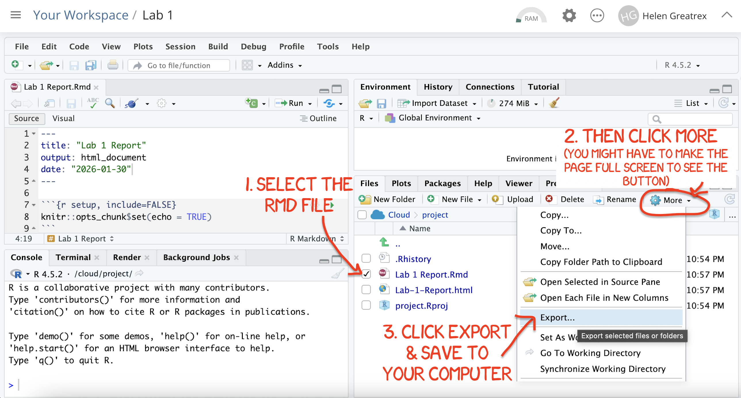 How do download the files from PositCloud
